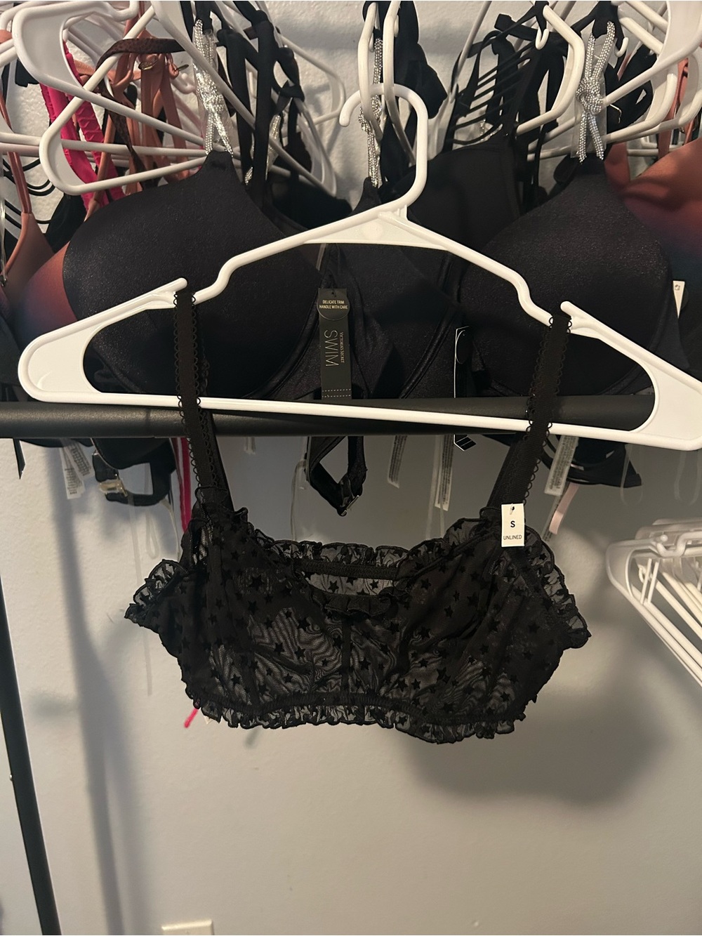 PINK Victoria's Secret Sheer Black Star-Print Bralette